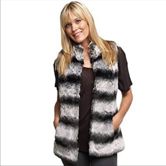 Rachel Zoe Lux Chinchilla Faux Fur Vest XS Vegan - Picture 2 of 2